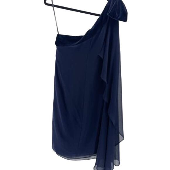 RALPH LAUREN sz 14 1X plus Navy blue One Shoulder Velvet Bow party Dress NWT B85 - Picture 2 of 8